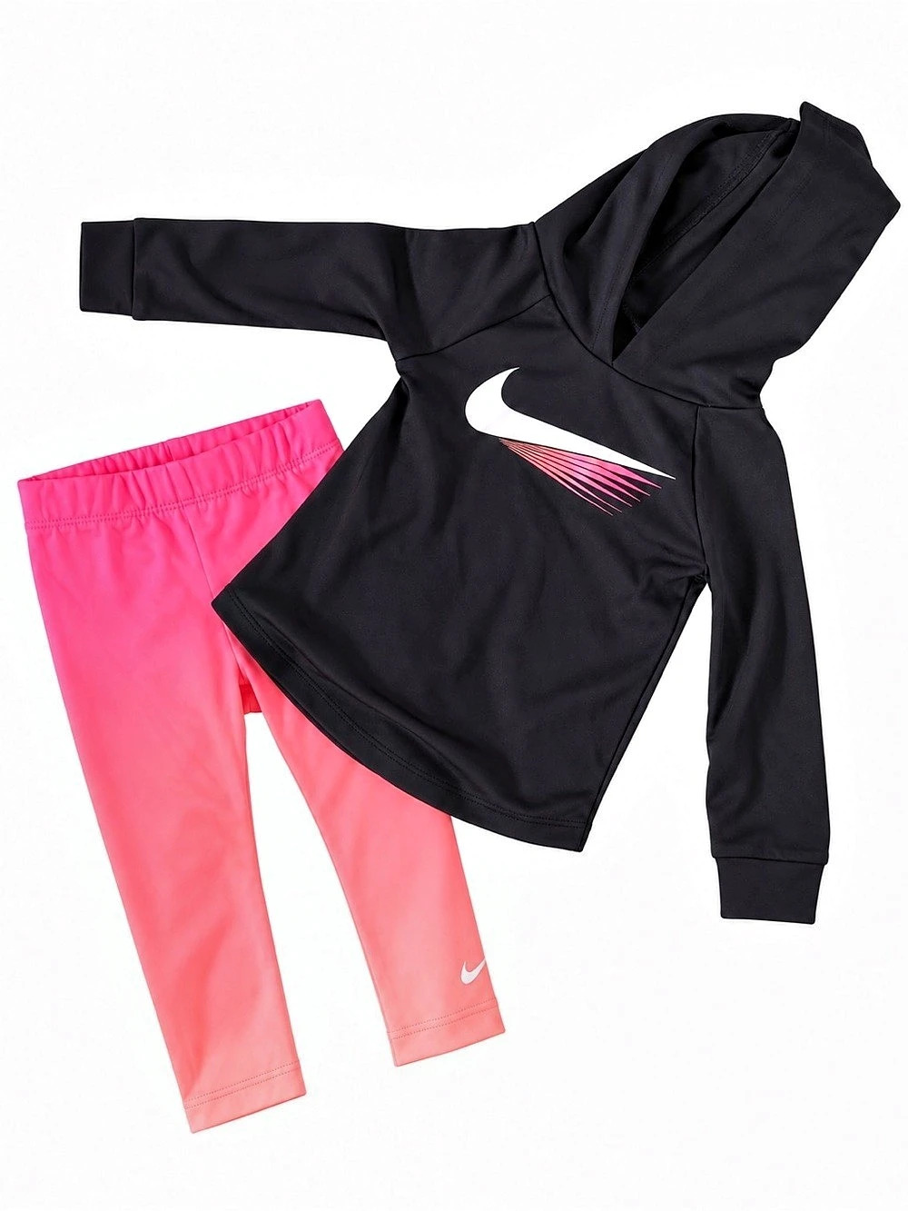 Nike Dri-FIT Baby Girl 2PC Hoodie Leggings Set Black Pink 12M